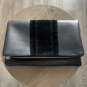 summer & rose Black “Roni” Clutch with Gold Zipper